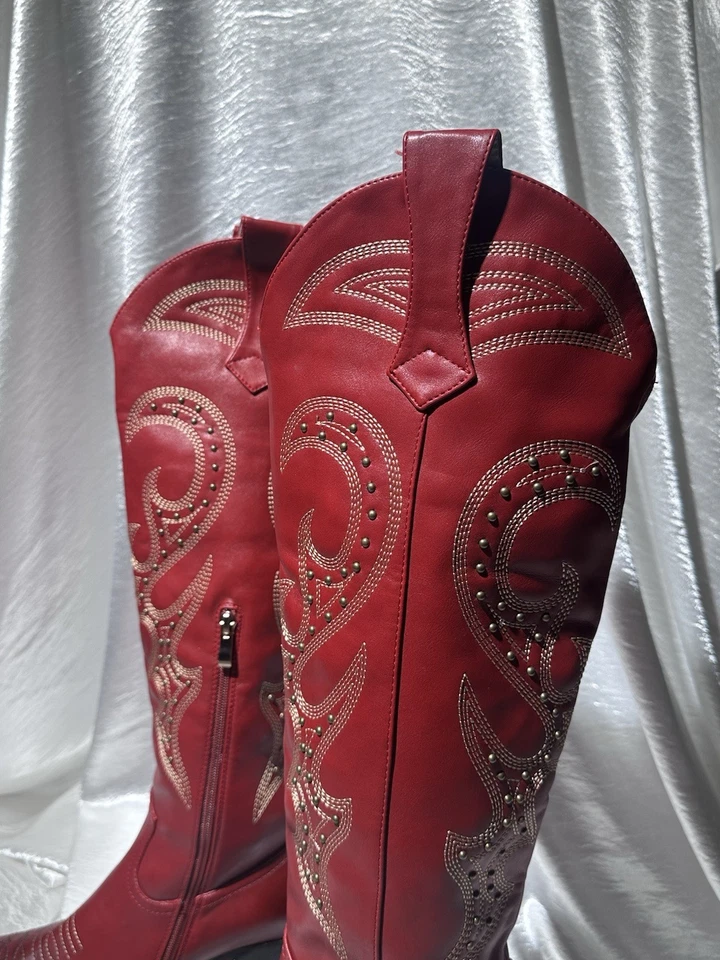 Botas de Vaquero WetKiss Mujer Cremallera Lateral Damas Vaquera Hasta la Rodilla Foto 4 de 4