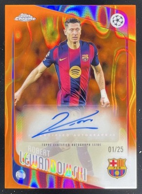 2025-26 Topps Chrome Chrome Orange Lava #CA-RL Robert Lewandowski Auto /25