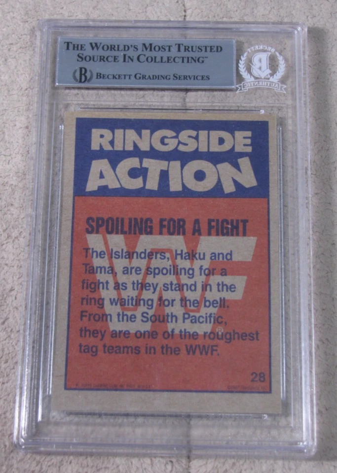 WWE Haku & Tama Signed Beckett Authenticated Autograph 1987 Topps The Islanders - Image 3 of 3