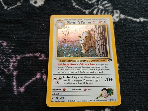 Giovanni's Persian 8/132 Gym Challenge Holo READ DESCRIPTION FOR CONDITION