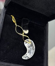 Himalayan Crystal Magatama from Ganesh Himal, 3x1.5cm, 60cm Gold-Plated Chain