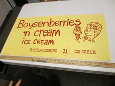 Baskin Robbins ice cream 1969 store poster sign BOYSENBERRIES CREAM worker cone