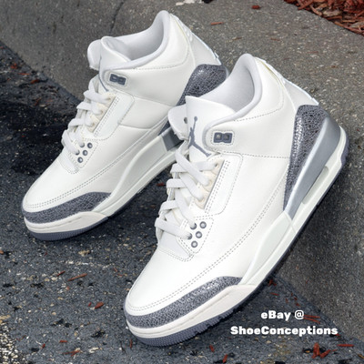 Nike Air Jordan 3 Retro Shoes Sail Cement Gray CK9246-100 Women's Sizes NEW