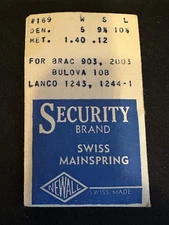 Newall Security Mainspring #169 for Lanco 1243, 1244-1, Bulova 10B, Brac 903, 20