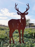 Hirsch Nach Vorne 95X54Cm Gartenstecke Edelrost Gartendeko Rost Metall Rostfigur