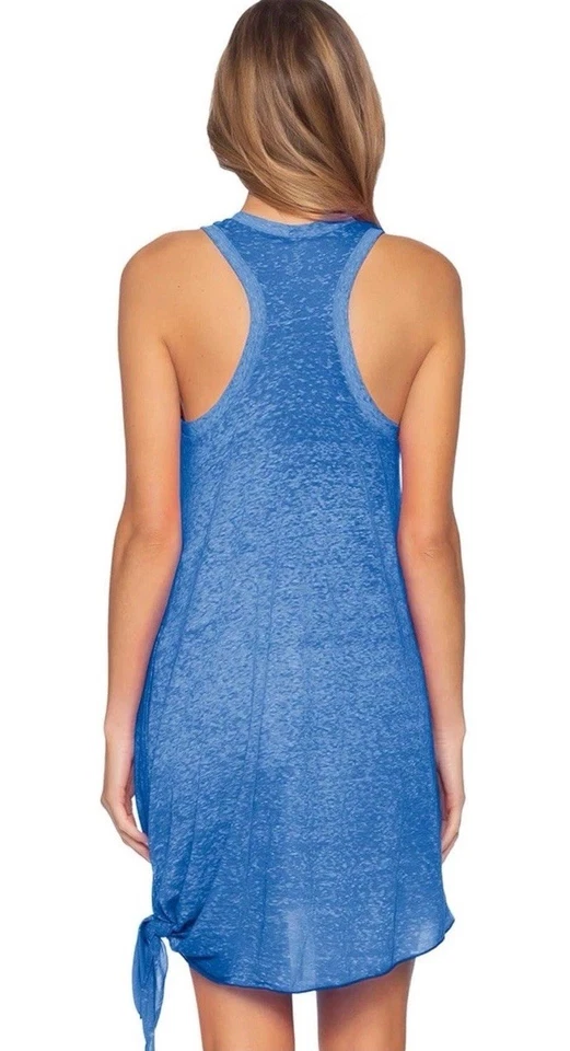 Vestido Becca by Rebecca Playa Corbata Lateral Cuello Alto Azul Claro Encubrimiento Mujeres XS-S Foto 3 de 4