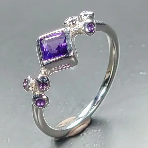 Handmade ring Natural Amethyst Ring 925 Sterling Silver Size 6.5 /R464700