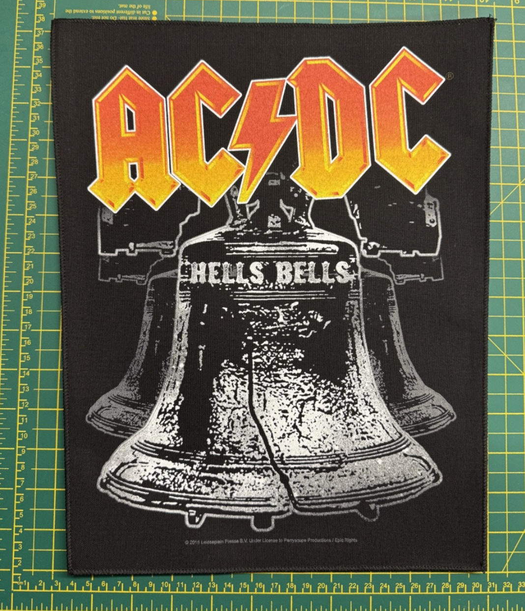 AC/DC  Hells Bells Large Size  Printed Sew On Back Patch  Officially Licensed