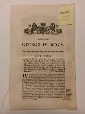 GEORGE IV Act to declare the liability of real estate of British subjects within
