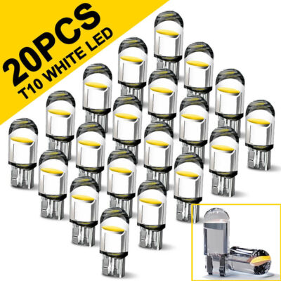 20Pcs White LED T10 194 168 W5W Car Trunk Interior Map License Plate Light Bulb