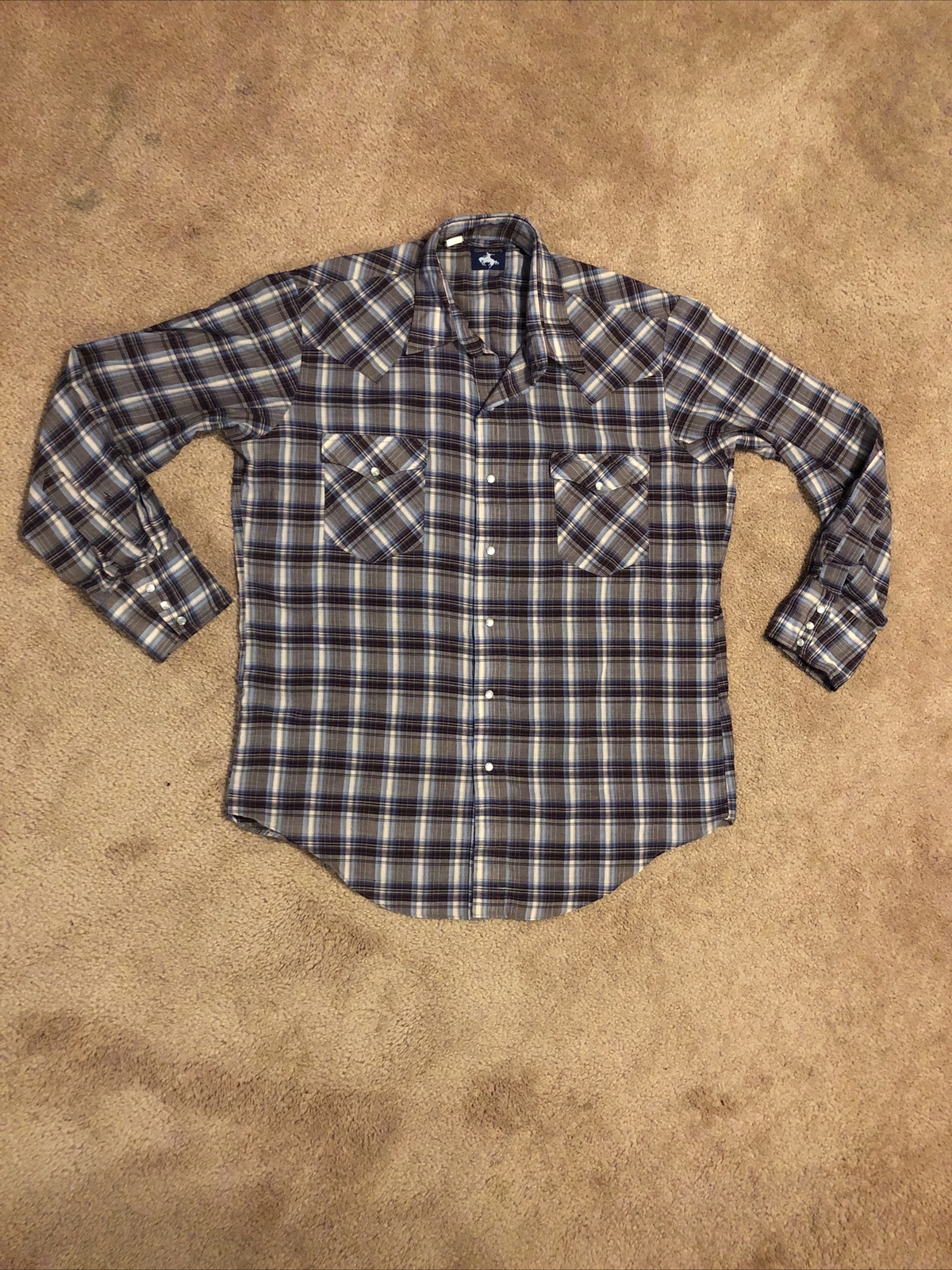 Vintage Chute #1 Men Size XL Western Long Sleeve Plaid Pearl Snap Shirt