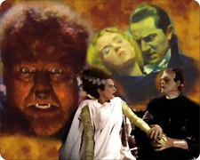 Monsters Frankenstein Wolfman Dracual Bride Novelty Mouse Pad Stunning