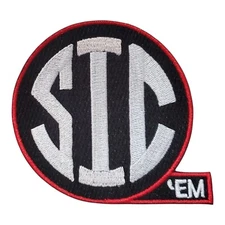 Georgia Bulldogs Vintage Style Sic Em Patch. Embroidered. Iron On. 3"x3"