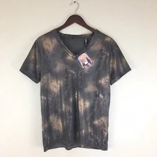 NWT Male Power Animal Print Suede Like Fabric V-Neck Mens T Shirt Sz Large