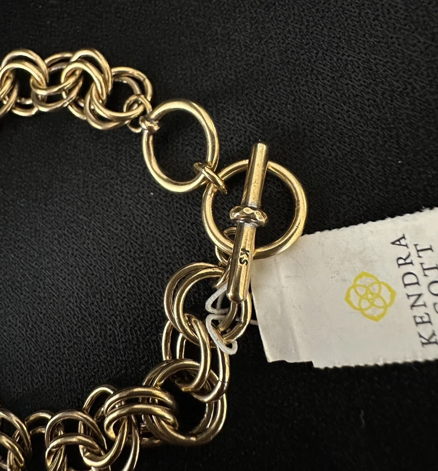 Brazalete Kendra Scott Doble Eslabón Cadena Latón/Color Dorado Vintage Foto 2 de 4