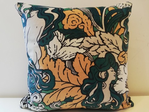 William Morris Sanderson Cantaloupe Indigo Velvet Fabric & Teal Cushion Cover - Picture 11 of 17