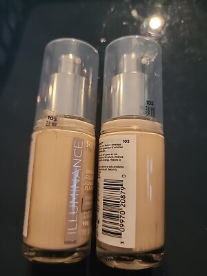 Revlon Illuminance Skin-Caring Foundation 105 Cream Ivory Lot Of 2 New
