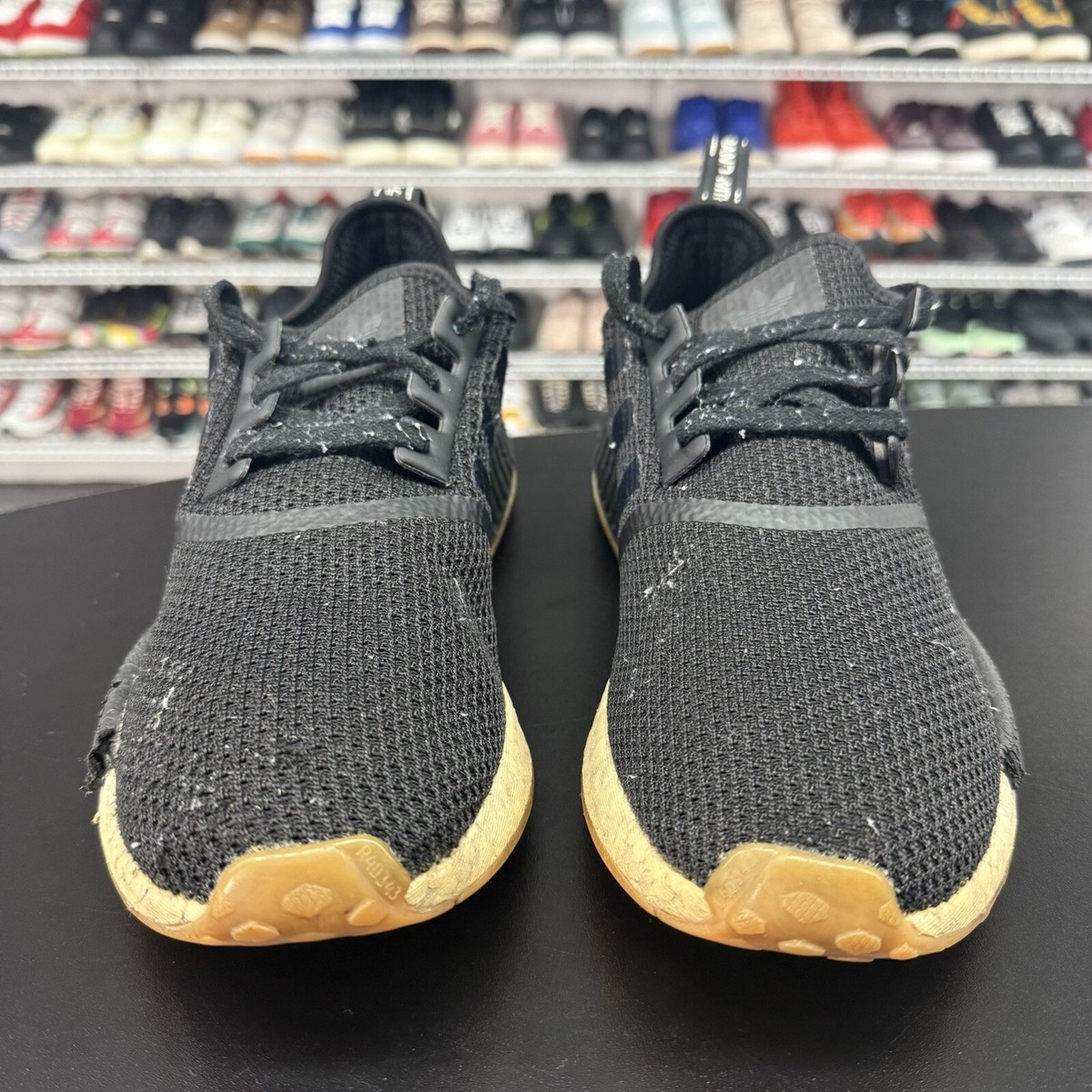Adidas Mens NMD R1 Running Shoes Sneakers Low Top Gum Sole B42200 Black Size 11 NMD_R1  main image 2