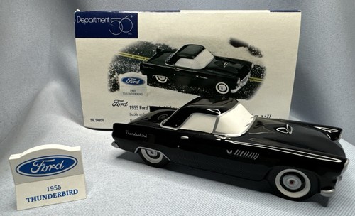 Department 56 Snow Village Cars “1955 Ford Thunderbird” With Sign Figurine