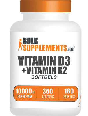 BulkSupplements Vitamin D3 + Vitamin K2 360 Softgels - 10000 IU Per Serving