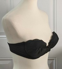 Vtg Lady Marlene Black Lace Strapless Nylon Style 163 Padded Bra 36B Lingerie
