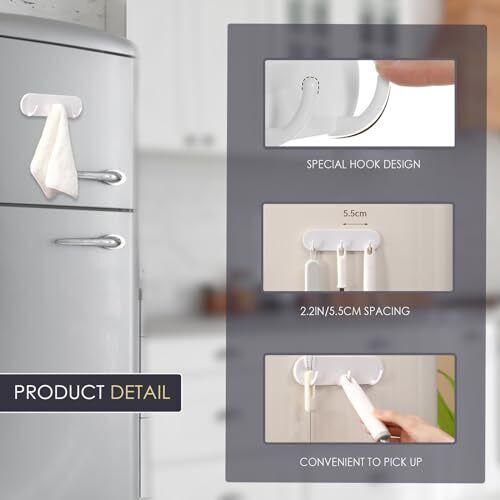 2-Pack Magnetic Key Holder with 3 Hooks for Refrigerator, Kitchen, and Laundry - Picture 4 of 6