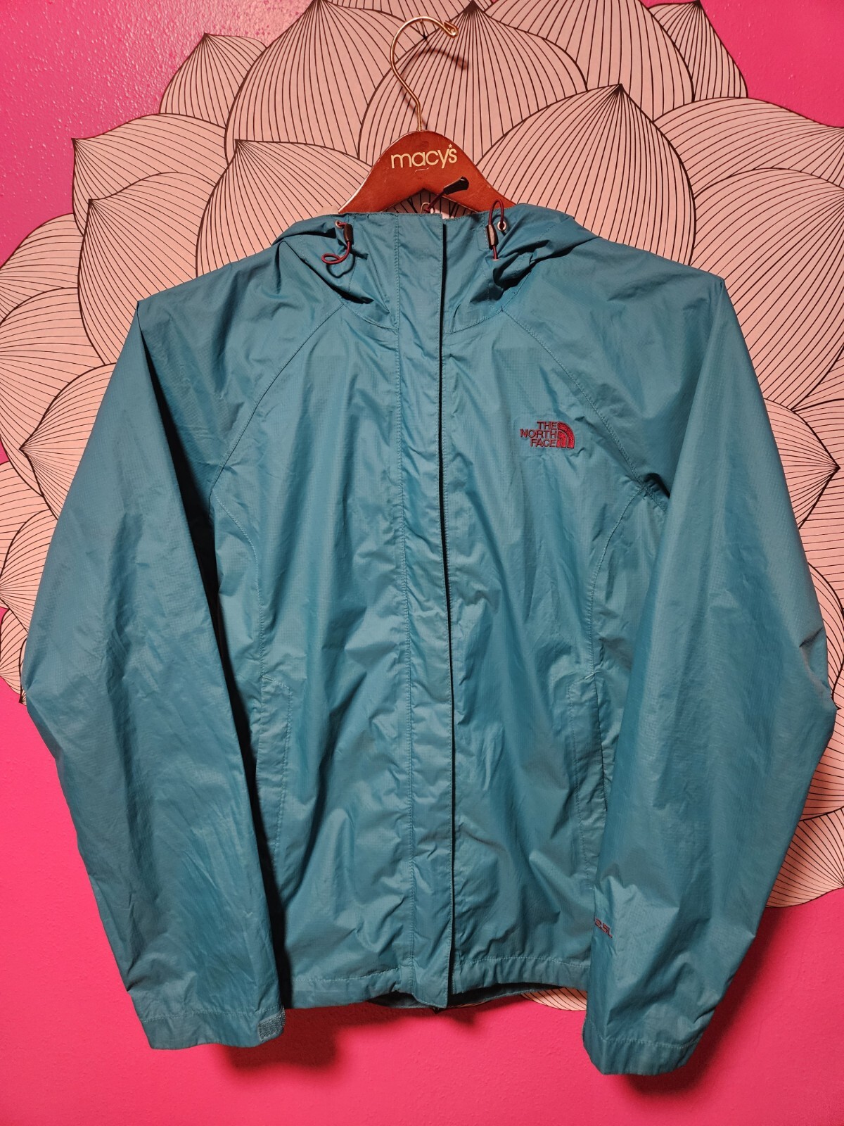 The North Face Hyvent 2.5L Rain Wind Womens Black Hooded Full Zip Coat