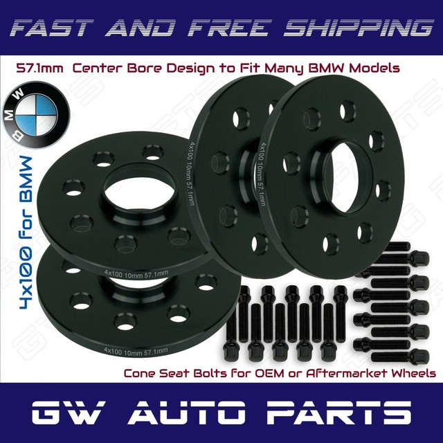 4pc 10mm 4x100 BMW Hub Centric Wheel Spacer Kit with 40mm Cone Seat