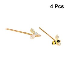 4Pc Hair Barrettes Clips Bee Bobby pin Hairpin Women Hair Accessories Crystal