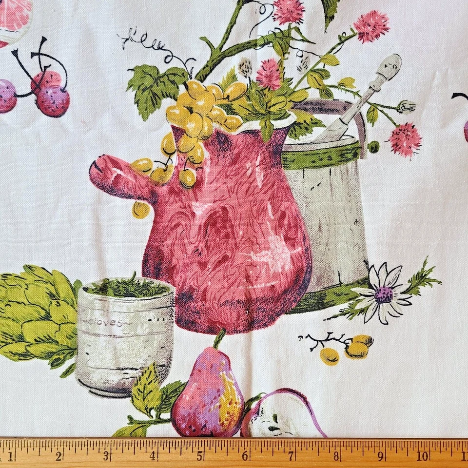 VERDADERO VINTAGE Cocina Kitsch Motivo Floral Serigrafía Tela de Algodón Foto 4 de 4