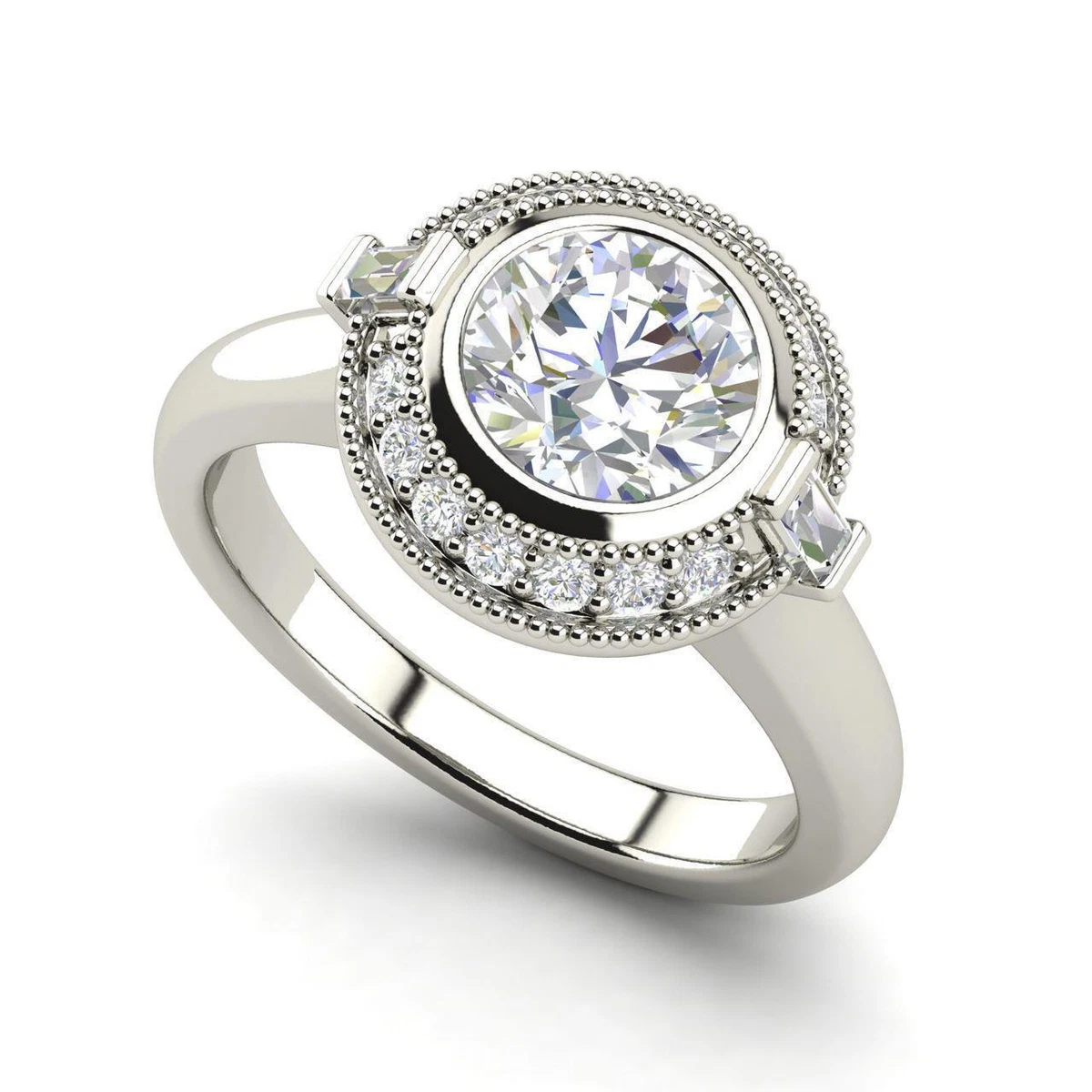 Round Brilliant 1.99 ctw VVS1 Clarity, E Color Diamond Platinum