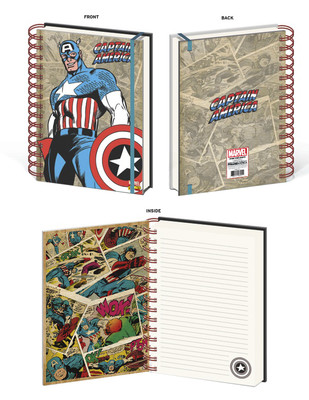 CAPTAIN AMERICA RETRO SPIRAL NOTEBOOK MARVEL SUPERHERO STEVE ROGERS ...