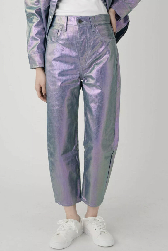 New $228 Levis Metallic Festival HWaist LMC Barrel Denim In Snow