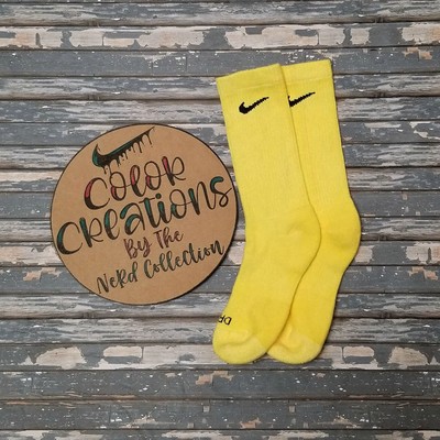 Official Nike Socks Custom Solid Color Bold Tie Dye Dri Fit Crew Womens Yellow Ebay