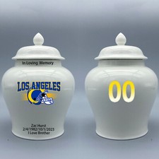 Ceramic Medium Urn for Los Angeles Rams Football Theme, Custom Text  Number