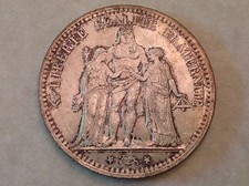 - France 1873 A Silver Five (5) Francs Choice Lightly Toned Uncirculated