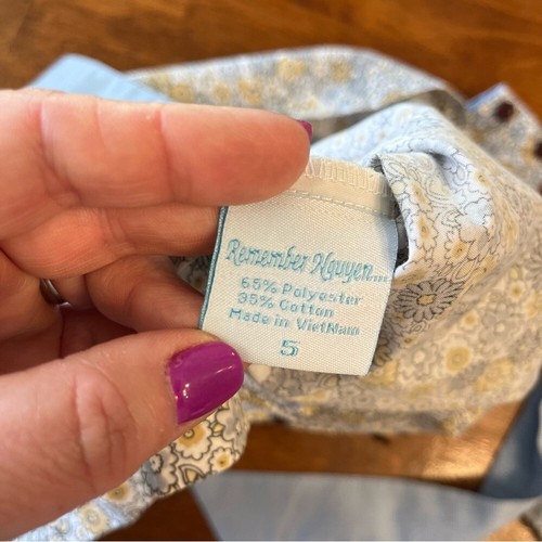 Remember Nguyen Blue cream floral two piece outfit size 5 - Picture 5 of 6