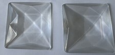 50MM VINTAGE GERMAN STAINED GLASS FACETED SQUARE CRYSTAL UNFOILED JEWELS 2 PCS 