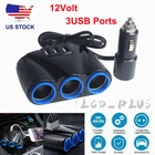 12V Car Cigarette Lighter Socket 3 USB Charger Splitter Outlet Power Adapter