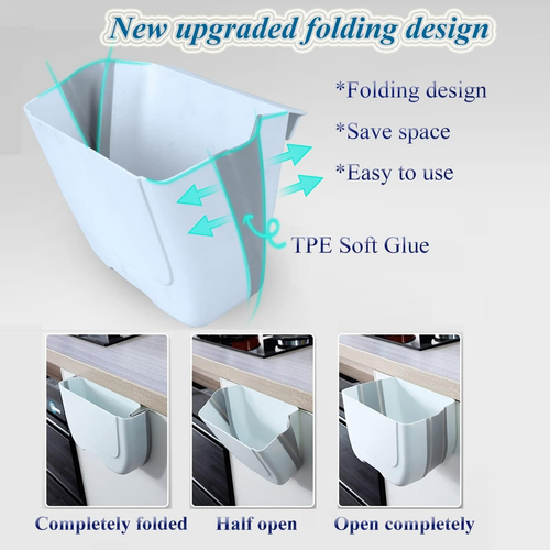 Hanging Kitchen Trash Can,Foldable Waste Bin for Kitchen,Hanging Folding Mini Tr - Picture 3 of 8