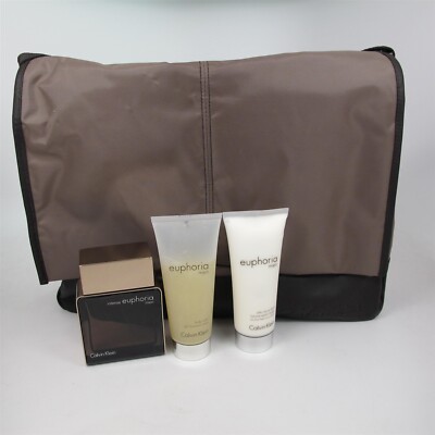 EUPHORIA INTENSE FOR MEN by Calvin Klein 4Pcs Set: 3.4 oz Spray,Wash, Balm & Bag