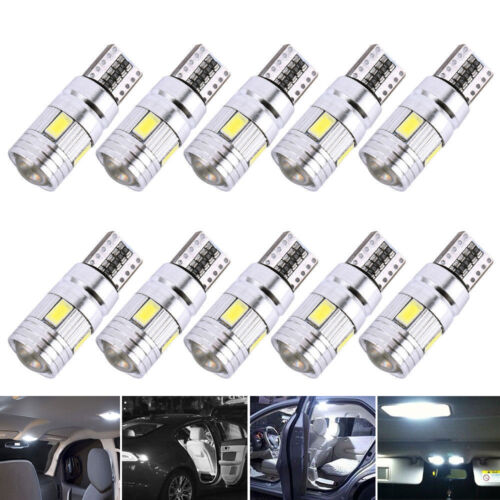 T10 LED CAR SIDE LIGHT BULBS CANBUS ERROR FREE XENON WHITE 501 W5W WEDGE - Picture 1 of 11