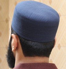 Men's Premium Cap Islamic Turban Muslim Hat Kufi - Navy Blue
