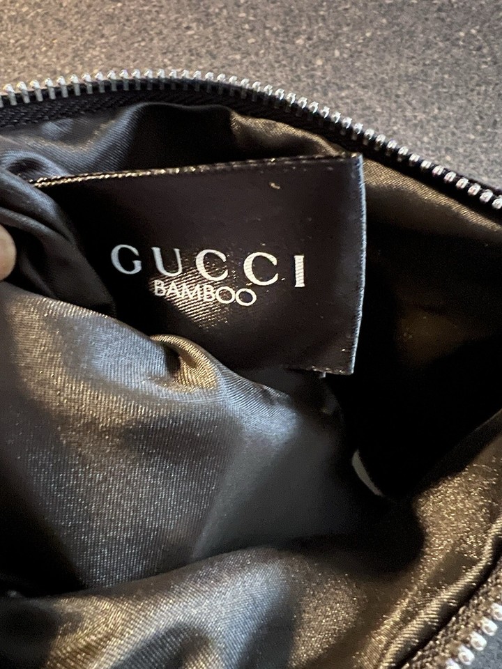 Gucci Bamboo Metal Zipper Black Velvet Pouch Cosmetic Bag eBay