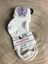 Bonnie Doon Vintage Cotton Blend Socks W/ Butterfly Size 4-5 1/2-brand New