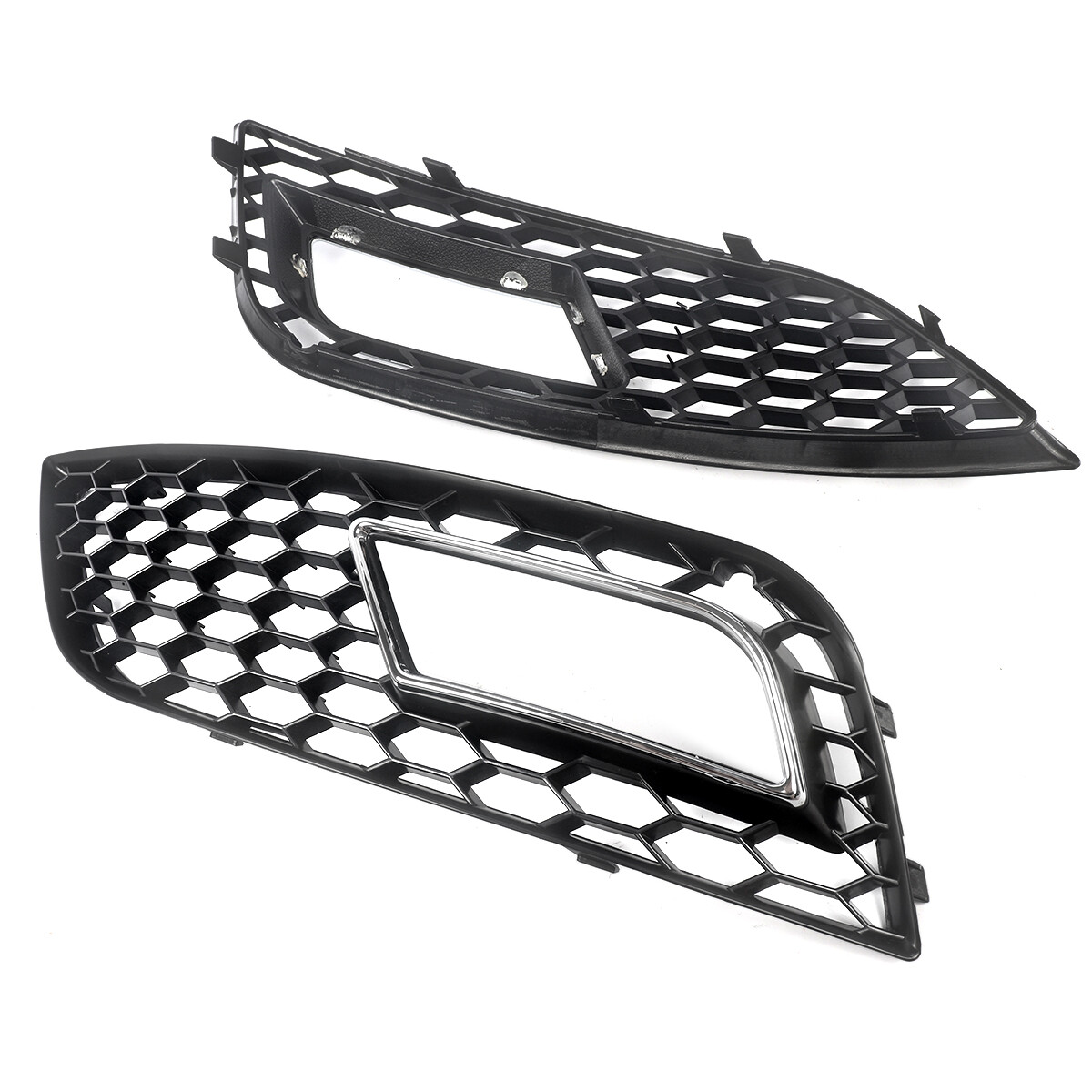 Pair Honeycomb Style Fog Light Cover For 2013-2016 Audi A4 B8.5 Standard Bumper