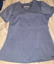 Greys Anatomy Signature Womens Medical Scrub Top Small Steel Blue 4153