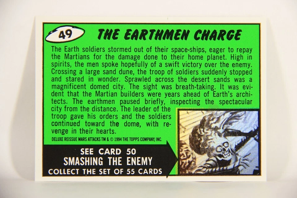 Mars Attacks 1994 Topps Trading Card #49 The Earthmen Charge ENG Artwork L007312 - Image 2 of 2