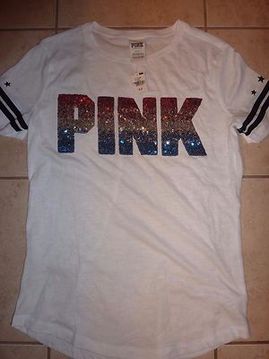T-shirt Court Manches Bling Patriotique Victoria's Secret PINK - Neuf Avec étiquettes
