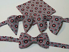 Mens Bow Tie Handkerchief 70's Style Oversized Vintage Style Black/Red/White